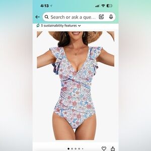 B2prity women’s one piece swimsuit ruffle slimming tummy